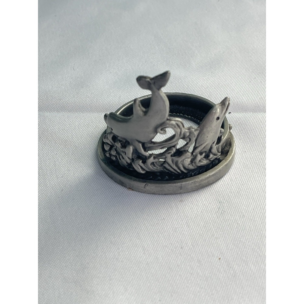 Vintage Pewter Dolphin Napkin Ring | Nautical Coastal Table Decor | Ocean‎ Theme